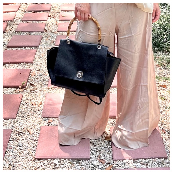 09 Chic Black Satchel Bag From Paris - Picture 1 of 6